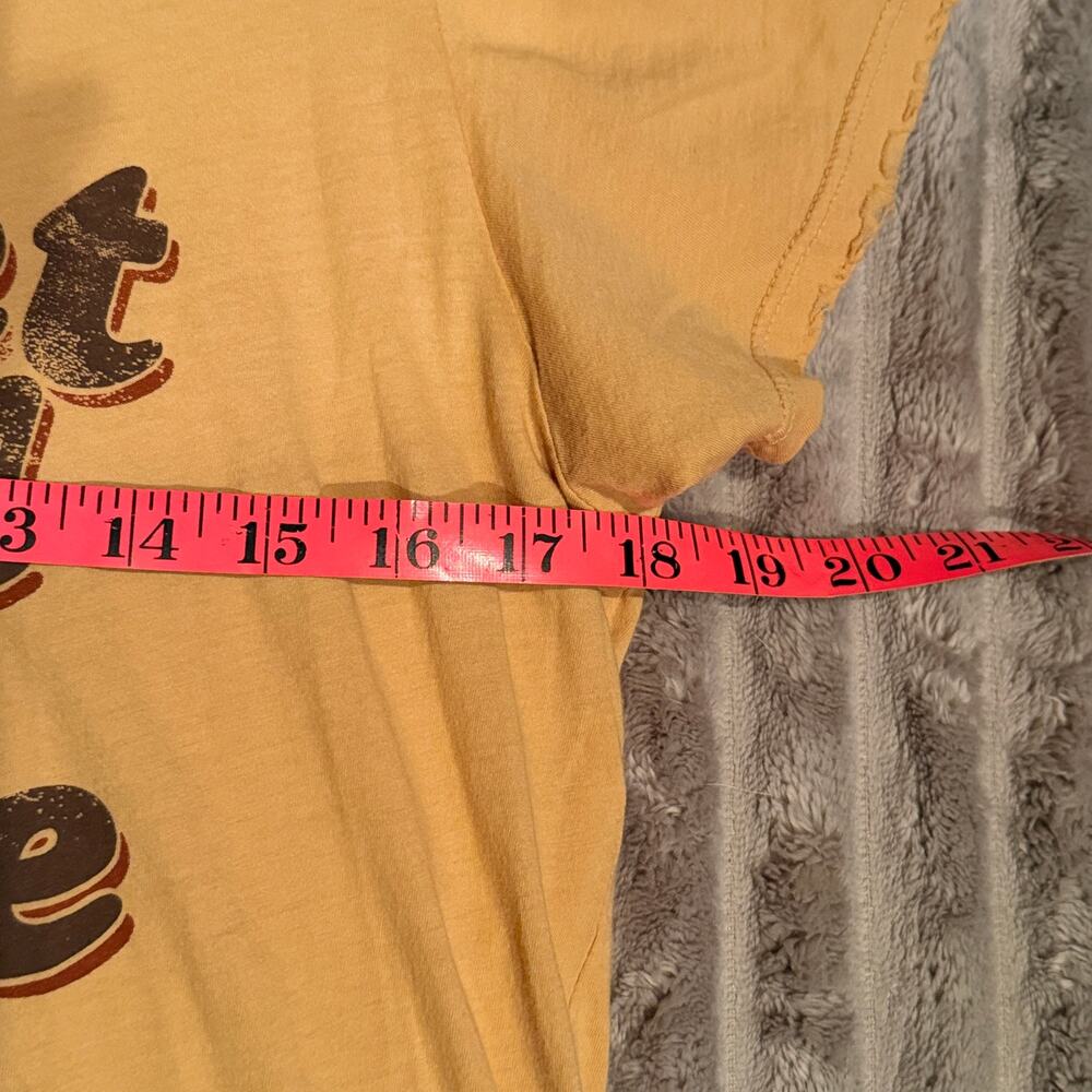 Golden Daze "Sweet Child of Mine" Distressed Graphic Tee Mustard Yellow L - Picture 5 of 6
